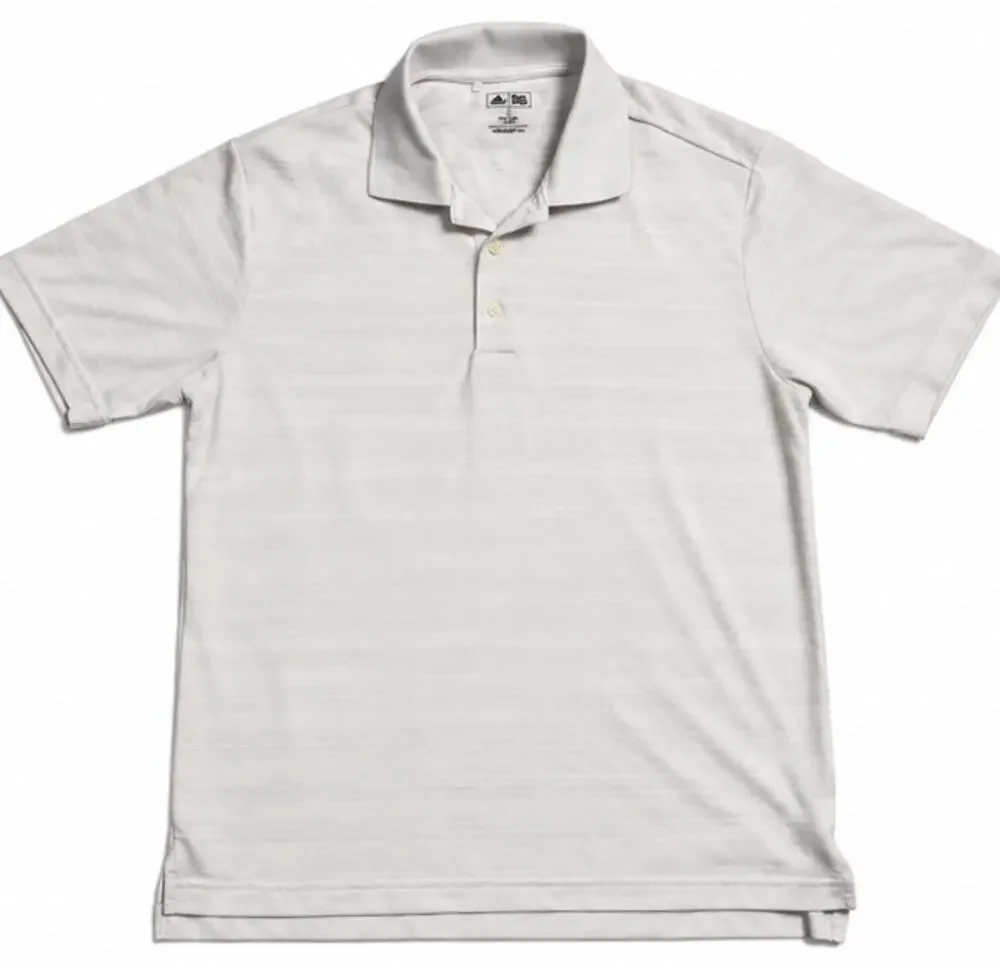 Adidas Golf Men’s Small Polo Shirt White Striped Performance Short Sleeve